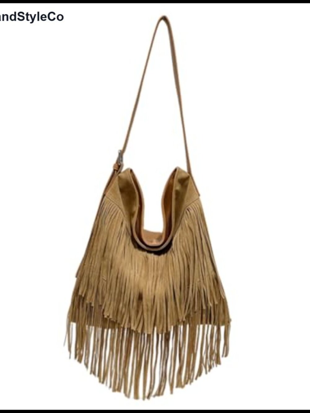 Faux Suede PU Leather Fringe Tassel Hobo Crossbody Bag Purse